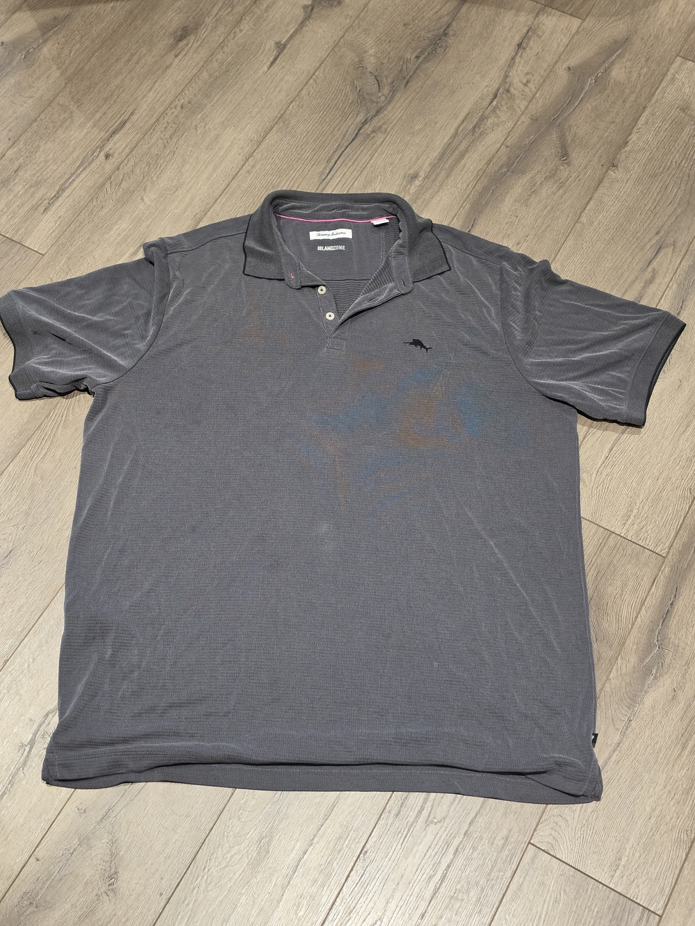 Tommy Bahama Men's Dark Gray & Black Striped Polo